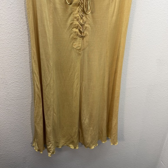 Vintage Victoria's Secret Slip Dress SZ S Yellow Lace Up Mini Gold Label Fairy - Picture 4 of 9